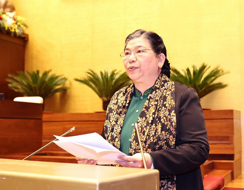 Phó Bí thư Đảng đoàn, Phó Chủ tịch Thường trực Quốc hội Tòng Thị Phóng phát biểu. (Ảnh: Trọng Đức/TTXVN)