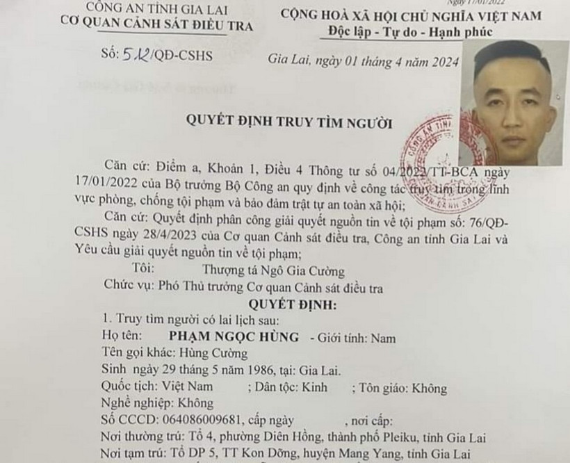 Đối tượng Phạm Ngọc Hùng. (Nguồn: Công an tỉnh Gia Lai)
