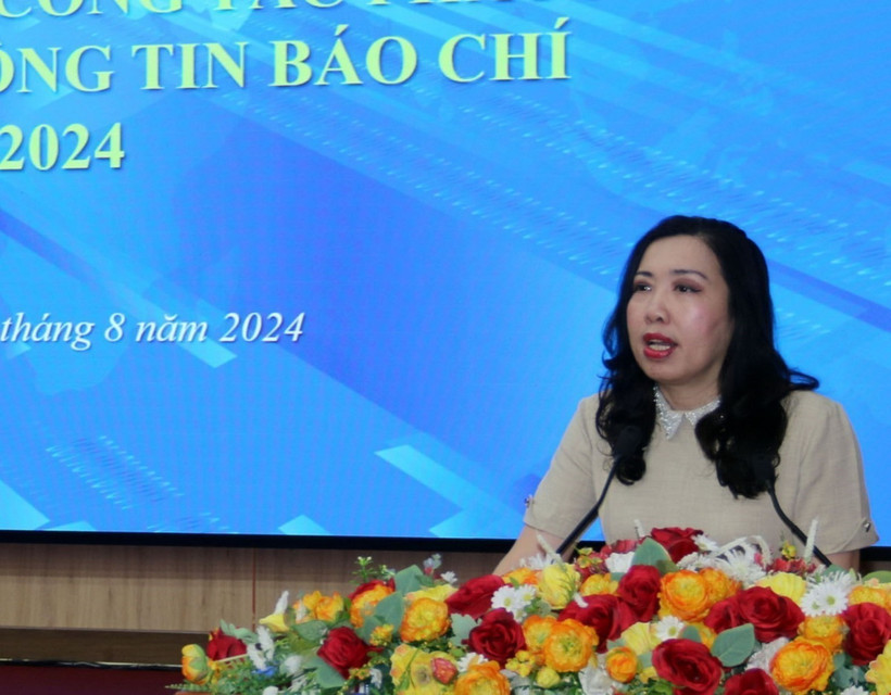 Thứ trưởng Bộ Ngoại giao Lê Thị Thu Hằng trao đổi tại Hội nghị. (Ảnh: Lê Sen/TTXVN)