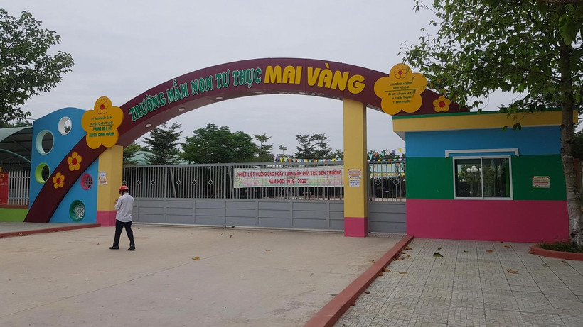 Trường mầm non tư thục Mai Vàng bị đình chỉ 12 tháng vì hoạt động không phép. (Ảnh: Đậu Tất Thành/TTXVN)
