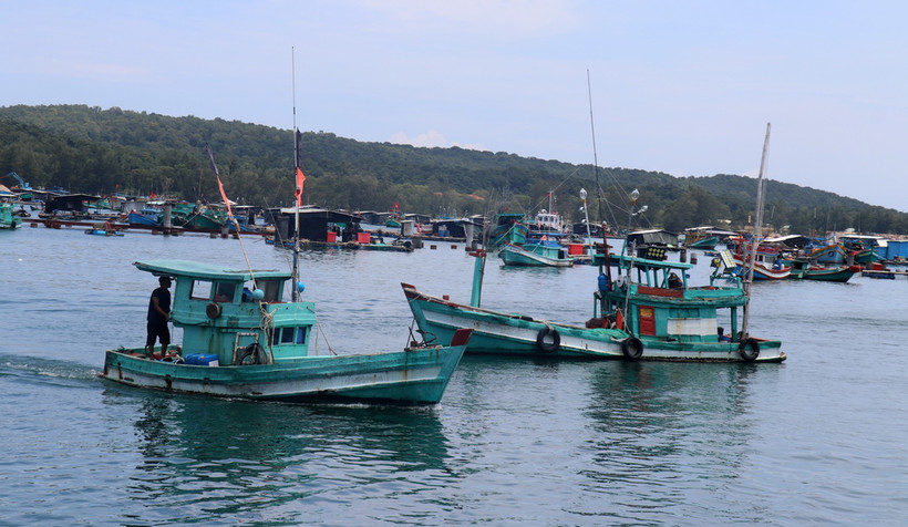 Tàu cá trên vùng biển An Thới, thành phố Phú Quốc, tỉnh Kiên Giang. (Ảnh: Lê Huy Hải/TTXVN)