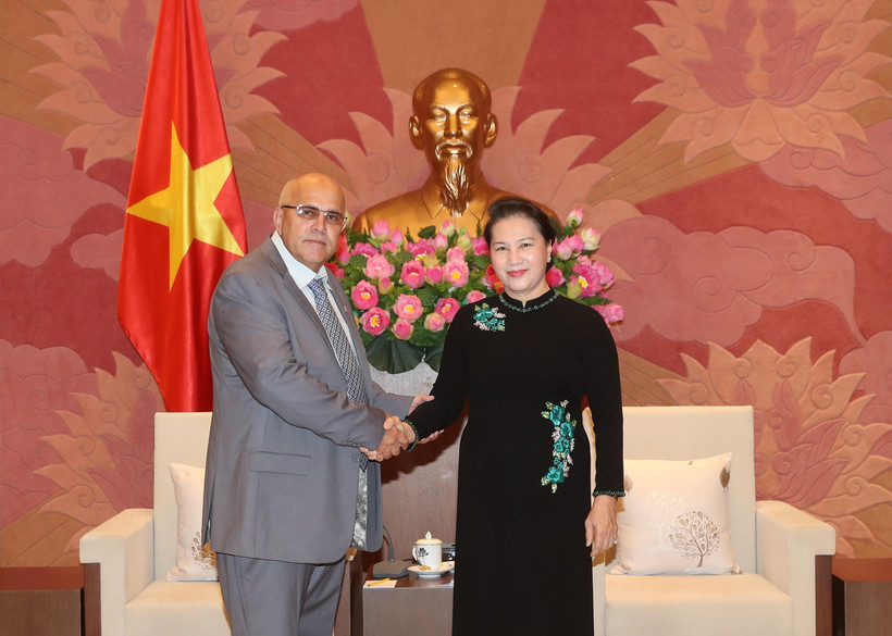 Chủ tịch Quốc hội Nguyễn Thị Kim Ngân tiếp Ủy viên Trung ương Đảng Cộng sản Cuba Carlos Rafael Miranda Martinez. (Ảnh: Trọng Đức/TTXVN)