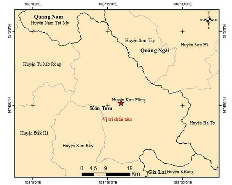 Địa điểm xảy ra trận động đất. (Nguồn: Viện Vật Địa cầu)