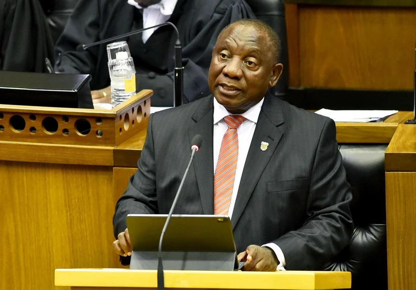 Tổng thống Nam Phi Cyril Ramaphosa đọc Thông điệp quốc gia thường niên. (Ảnh: Phi Hùng/TTXVN)