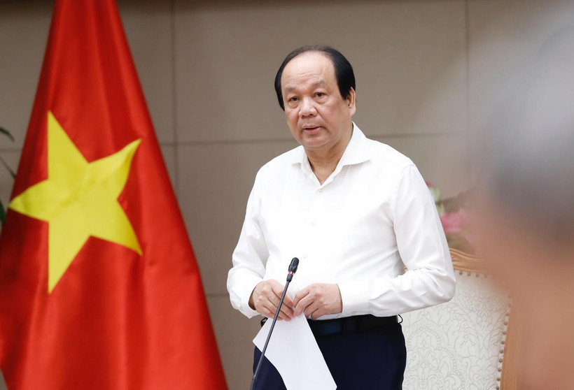 Bộ trưởng, Chủ nhiệm Văn phòng Chính phủ Mai Tiến Dũng chủ trì cuộc họp. (Ảnh: Dương Giang/TTXVN)
