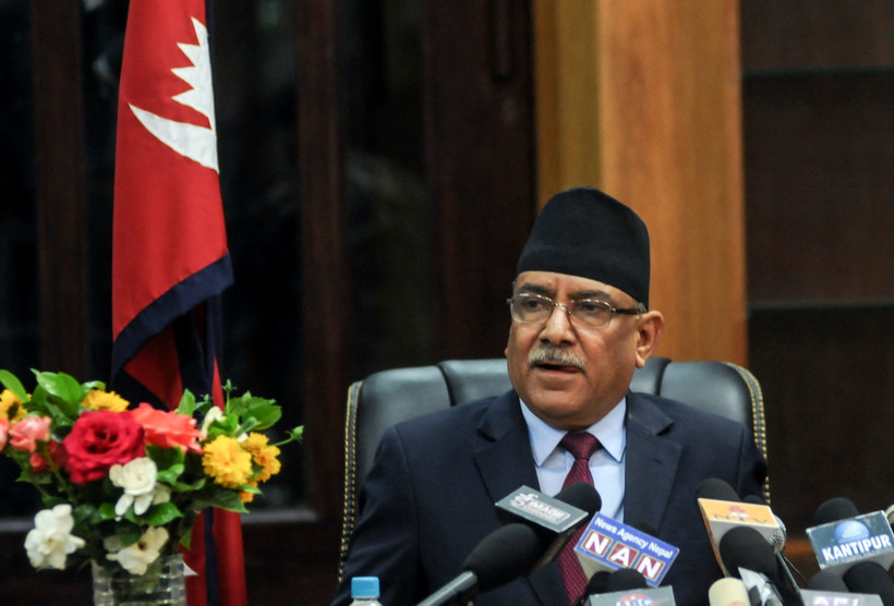 Thủ tướng Nepal Pushpa Kamal Dahal phát biểu tại Kathmandu. (Ảnh: AFP/TTXVN)