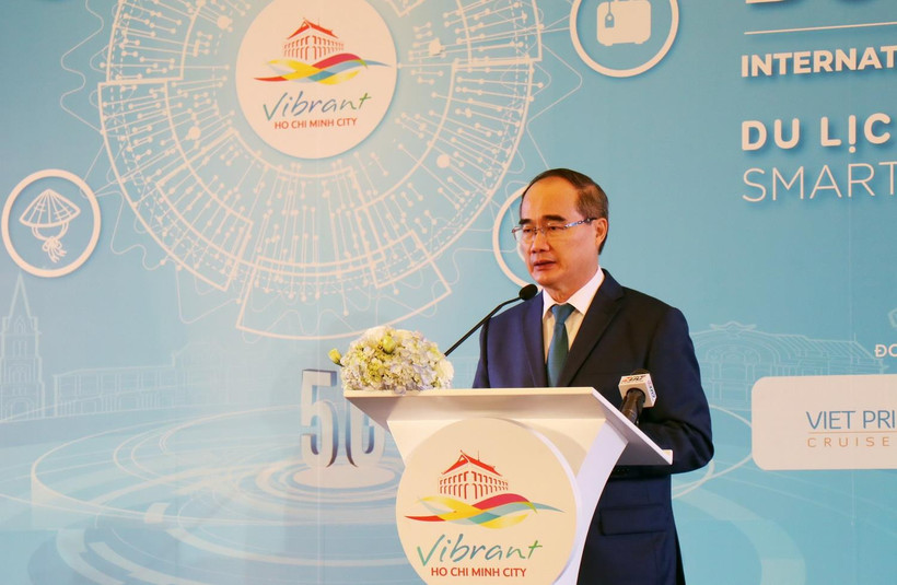 Ông Nguyễn Thiện Nhân, Ủy viên Bộ Chính trị, Bí thư Thành ủy Thành phố Hồ Chí Minh phát biểu tại Hội thảo. (Ảnh: Mỹ Phương/TTXVN) 