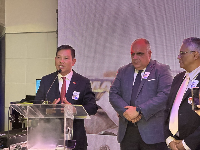 Đại sứ Việt Nam tại Venezuela Vũ Trung Mỹ phát biểu tại sự kiện. (Ảnh: Đại sứ quán Việt Nam tại Venezuela/TTXVN phát