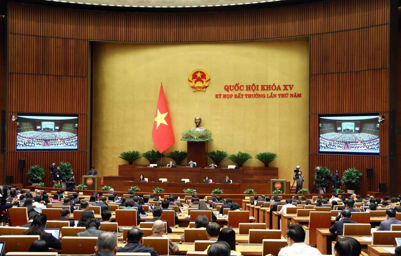 Quang cảnh một phiên họp tại Kỳ họp bất thường lần thứ 5, Quốc hội khóa XV. (Ảnh: Phạm Kiên/TTXVN)