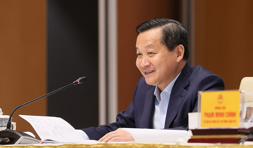 Phó Thủ tướng Lê Minh Khái phát biểu tại Hội nghị Thường trực Chính phủ làm việc với các doanh nghiệp nhà nước. (Ảnh: Dương Giang/TTXVN)