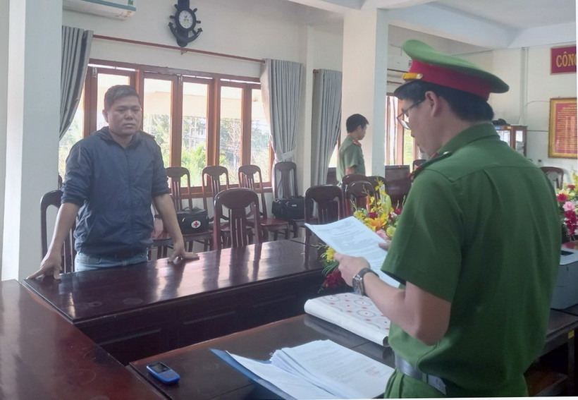 Đối tượng Hồ Thanh Sang tại Cơ quan Cảnh sát điều tra Công an tỉnh Phú Yên. (Ảnh: TTXVN phát)