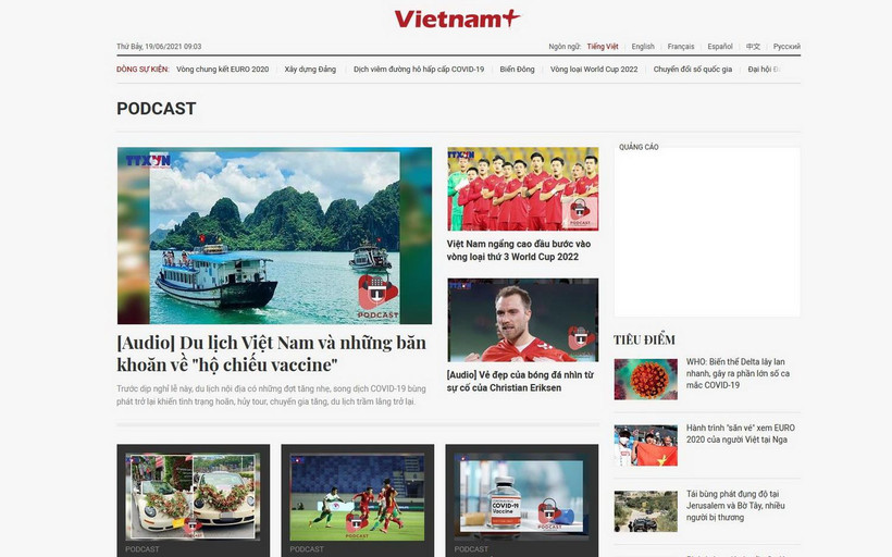 Sản phẩm podcast trên báo điện tử VietnamPlus. (Nguồn: chụp màn hình)