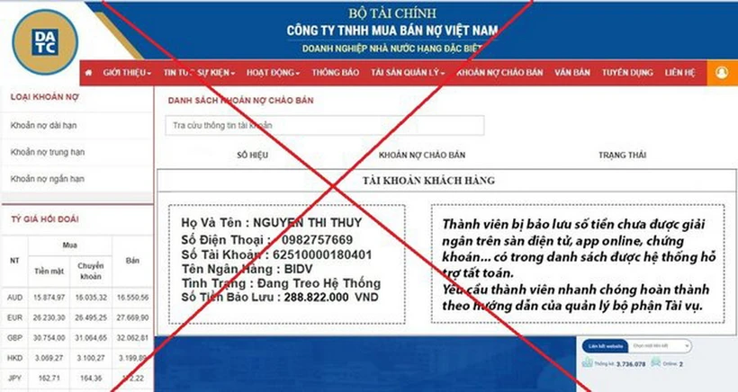 Một số đối tượng đã lợi dụng thông tin, hình ảnh của DATC để lừa đảo. (Nguồn: DATC)