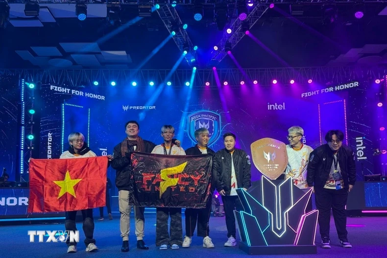Đại diện Việt Nam - Team Fancy United Esports tại sự kiện APAC Predator League 2026. (Ảnh: TTXVN phát)