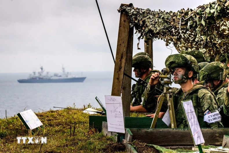 Binh sỹ Nga trong một cuộc tập trận. (Ảnh: AFP/TTXVN)