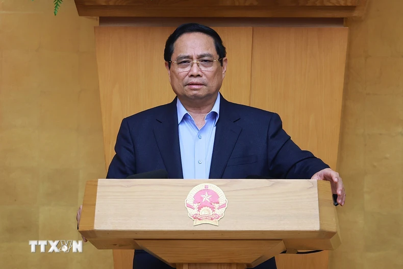 Thủ tướng Phạm Minh Chính chủ trì họp đánh giá tình hình Tết Nguyên đán Bính Ngọ. (Ảnh: Dương Giang/TTXVN)