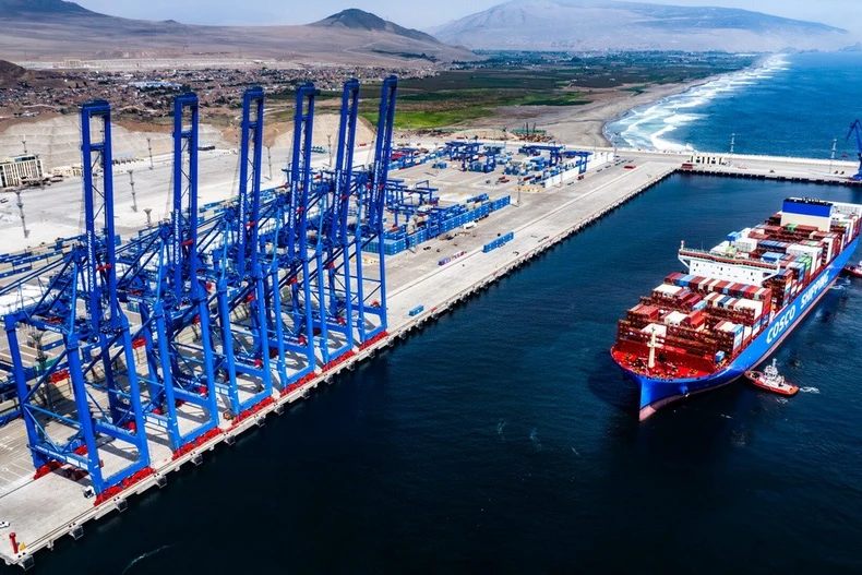 Cảng Chancay ở Peru. (Ảnh: CGTN)