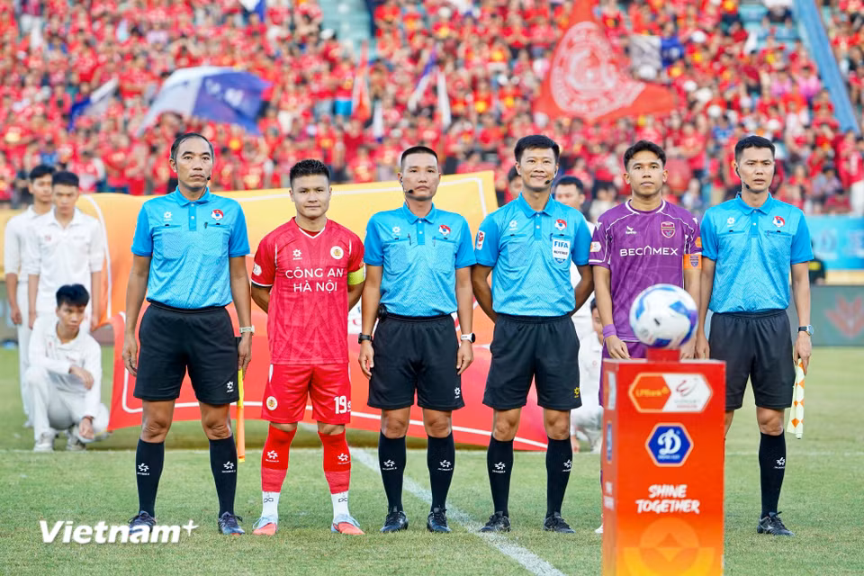 Tiếp đón Becamex Thành phố Hồ Chí Minh ở trận đấu cuối cùng trên sân nhà trong mùa giải, Công an Hà Nội đặt mục tiêu giành chiến thắng để dành tặng người hâm mộ đã đồng hành cùng đội bóng trong suốt hành trình V-League 2025/26. (Ảnh: Việt Anh/Vietnam+)