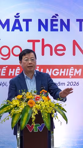Ông Nguyễn Thanh Lâm, Ủy viên Ban Chấp hành Trung ương Đảng, Tổng Giám đốc Đài Truyền hình Việt Nam tại buổi ra mắt nền tảng VTVgo The Next. (Ảnh: CTV/Vietnam+)