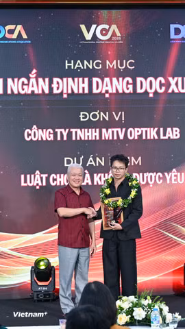 Các tác phẩm/sản phẩm, cá nhân, tổ chức đạt Giải thưởng Sáng tạo Nội dung số Việt Nam năm 2026. (Ảnh: Minh Sơn/Vietnam+)