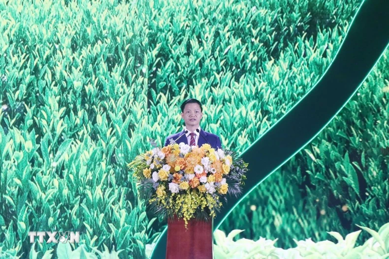 Ông Vương Quốc Tuấn, Chủ tịch UBND tỉnh Thái Nguyên phát biểu khai mạc. (Ảnh: Vũ Hoàng Giang/TTXVN)