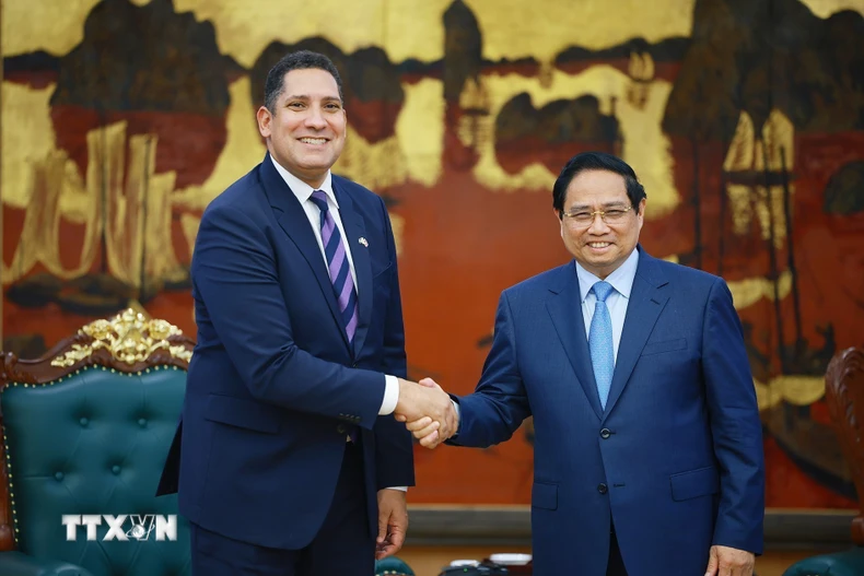 Thủ tướng Phạm Minh Chính tiếp ông Johan Ndisi, Đại sứ Vương quốc Thụy Điển tại Việt Nam. (Ảnh: Dương Giang/TTXVN)