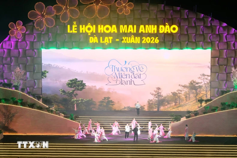 Tiết mục nghệ thuật trong chương trình. (Ảnh: Nguyễn Dũng/TTXVN)