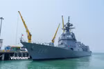 Tàu hộ vệ Asahi (Nhật Bản) cập tại cảng Tiên Sa, thành phố Đà Nẵng. (Ảnh: Thanh Phong/Vietnam+)