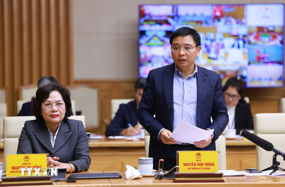 Bộ trưởng Bộ Tài chính Nguyễn Văn Thắng phát biểu. (Ảnh: Dương Giang/TTXVN)