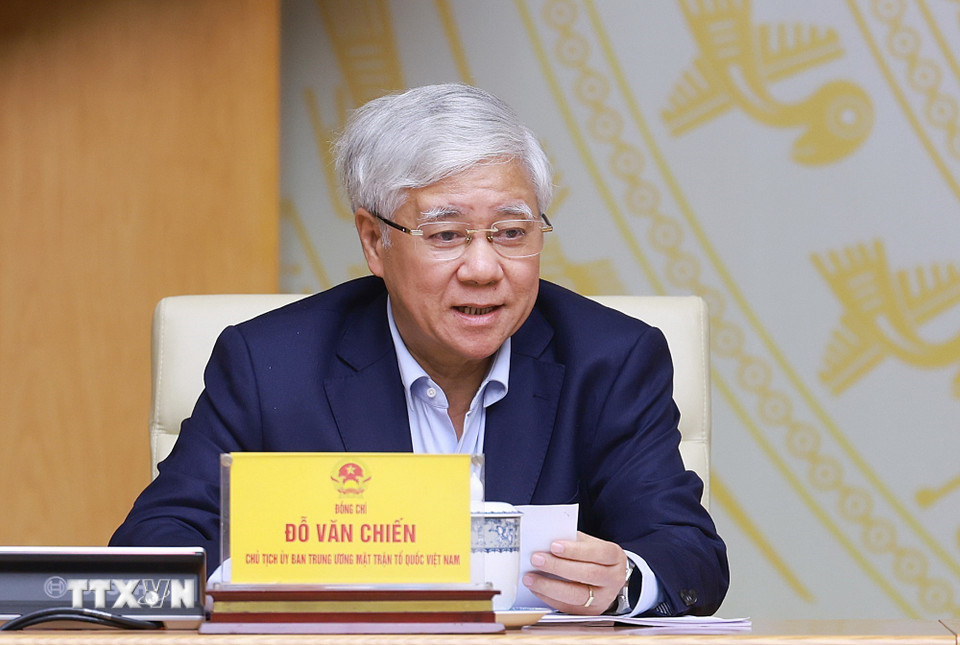 Chủ tịch Ủy ban Trung ương Mặt trận Tổ quốc Việt Nam Đỗ Văn Chiến phát biểu. (Ảnh: Dương Giang/TTXVN)