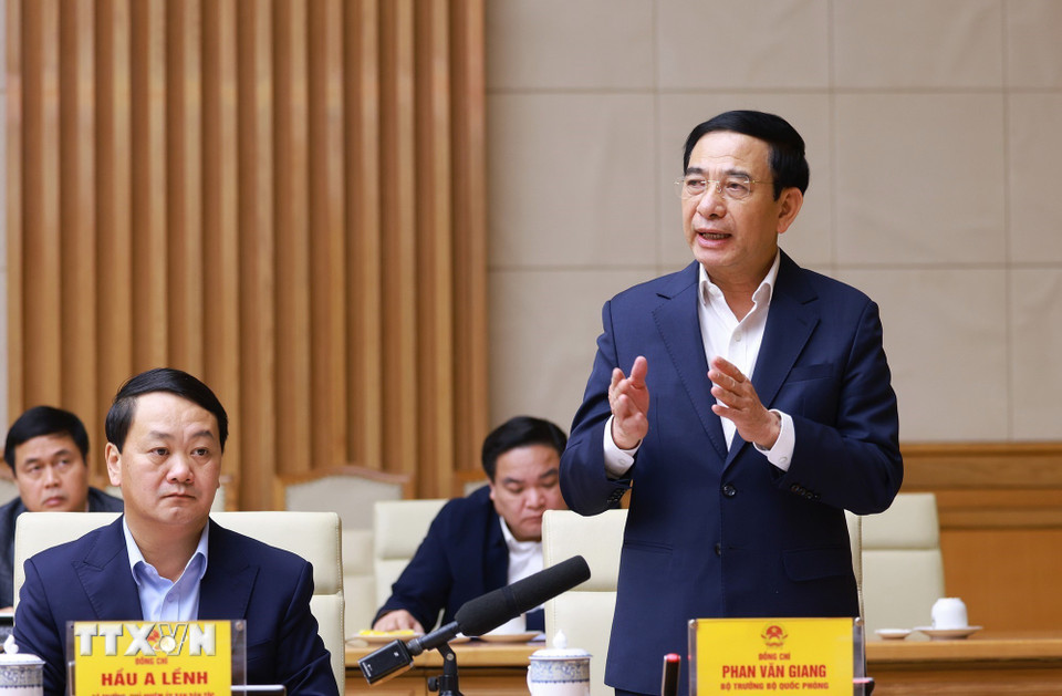 Bộ trưởng Bộ Quốc phòng Phan Văn Giang phát biểu. (Ảnh: Dương Giang/TTXVN)