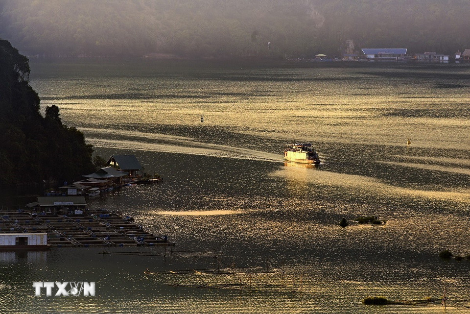 Ráng chiều vàng của những chiều hoàng hôn làm khung cảnh trở nên thanh bình. (Ảnh: Trọng Đạt/TTXVN)