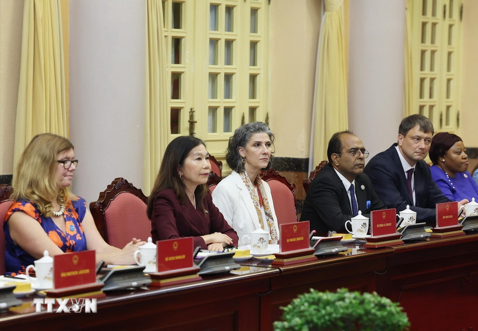 Bà Pauline Tamesis, Điều phối viên Thường trú và các Trưởng đại diện các tổ chức của Liên hợp quốc tại Việt Nam. (Ảnh: Lâm Khánh/TTXVN)