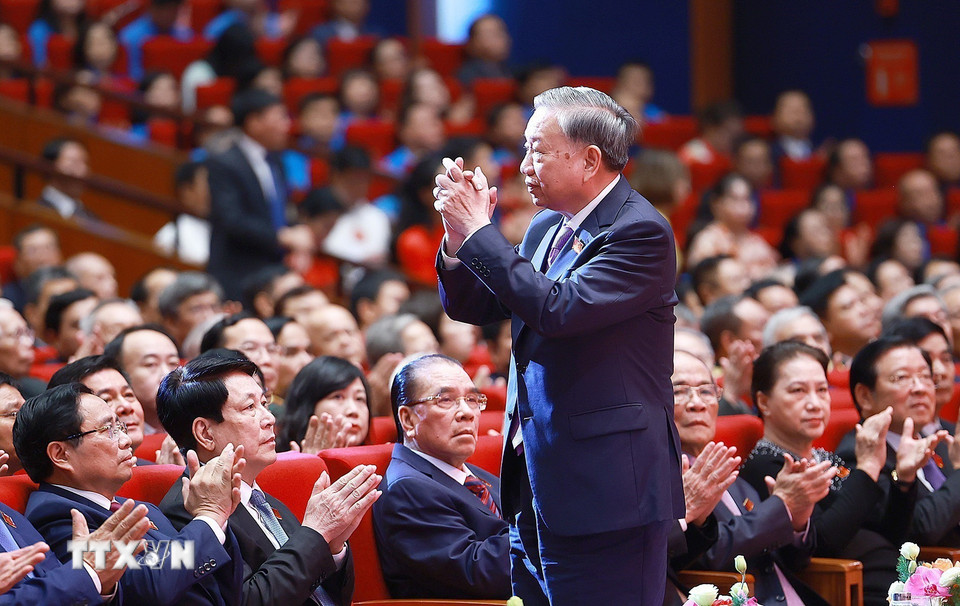 Tổng Bí thư Tô Lâm dự Lễ kỷ niệm 80 năm thành lập Chính phủ. (Ảnh: Dương Giang/TTXVN)