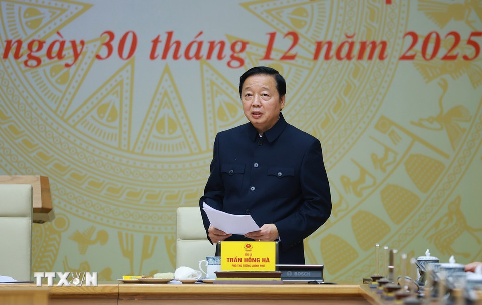 Phó Thủ tướng Trần Hồng Hà phát biểu. (Ảnh: Dương Giang/TTXVN)