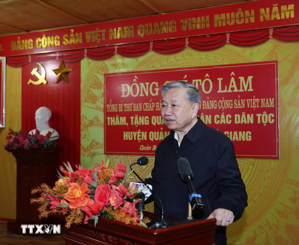 Tổng Bí thư Tô Lâm phát biểu. (Ảnh: Thống Nhất/TTXVN)