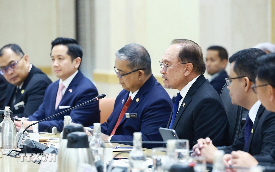 Thủ tướng Malaysia Anwar Ibrahim phát biểu. (Ảnh: Dương Giang/TTXVN)