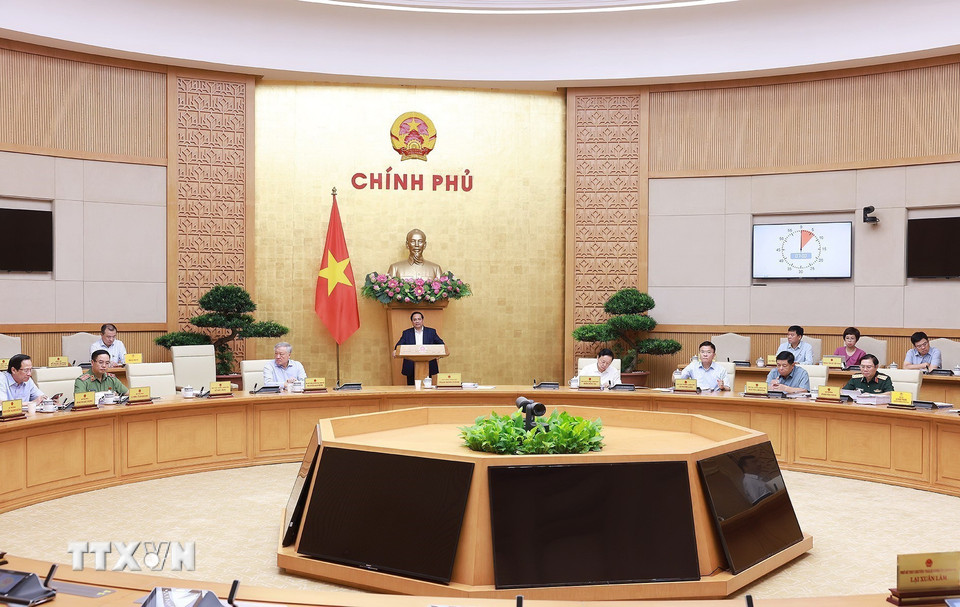 Phiên họp Chính phủ chuyên đề về xây dựng pháp luật tháng Tám. (Ảnh: Dương Giang/TTXVN)