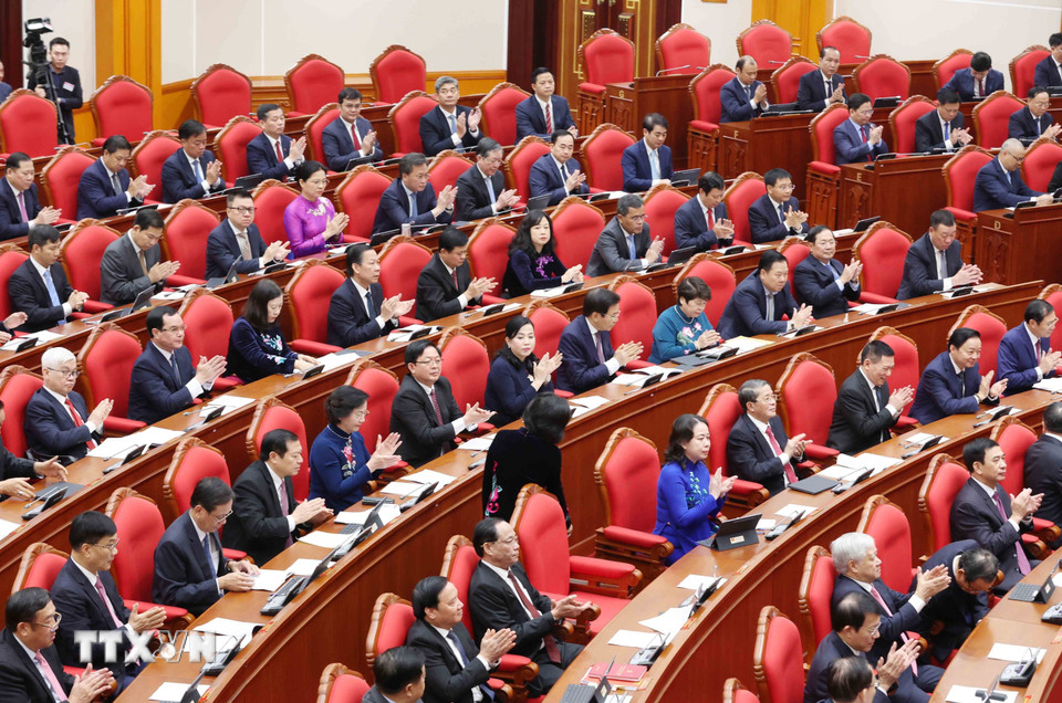 Các đại biểu dự khai mạc Hội nghị lần thứ 15 Ban Chấp hành Trung ương Đảng khóa XIII. (Ảnh: Phương Hoa/TTXVN)