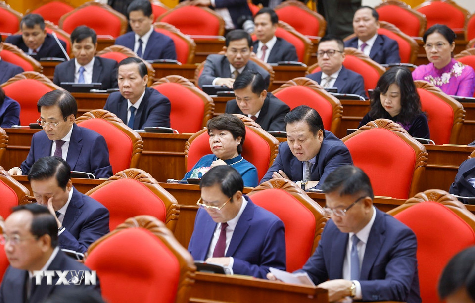 Các đại biểu dự khai mạc Hội nghị lần thứ 15 Ban Chấp hành Trung ương Đảng khóa XIII. (Ảnh: Doãn Tấn/TTXVN)