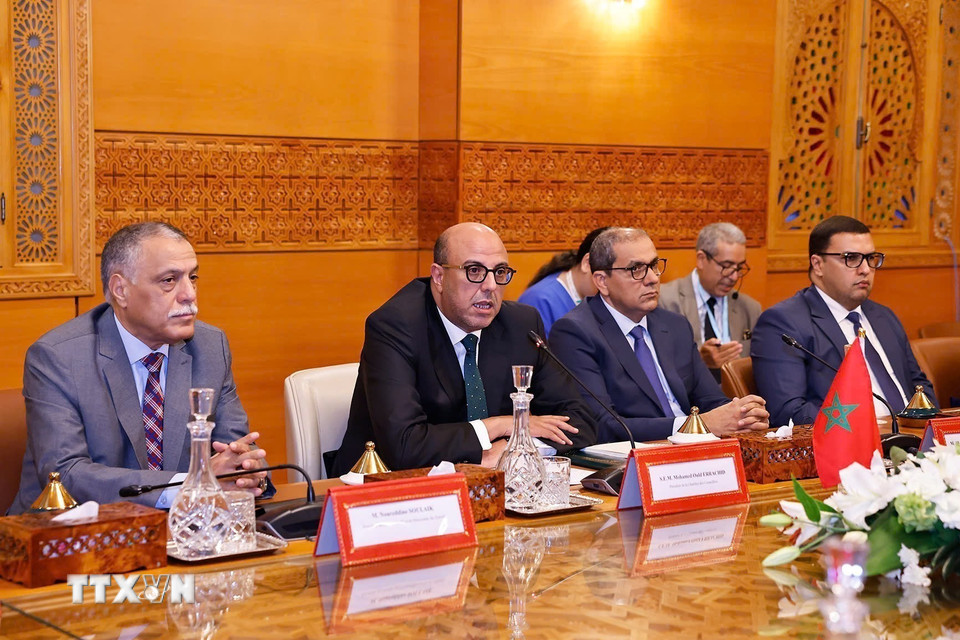 Chủ tịch Thượng viện Maroc Mohamed Ould Errachid phát biểu. (Ảnh: Doãn Tấn/TTXVN)
