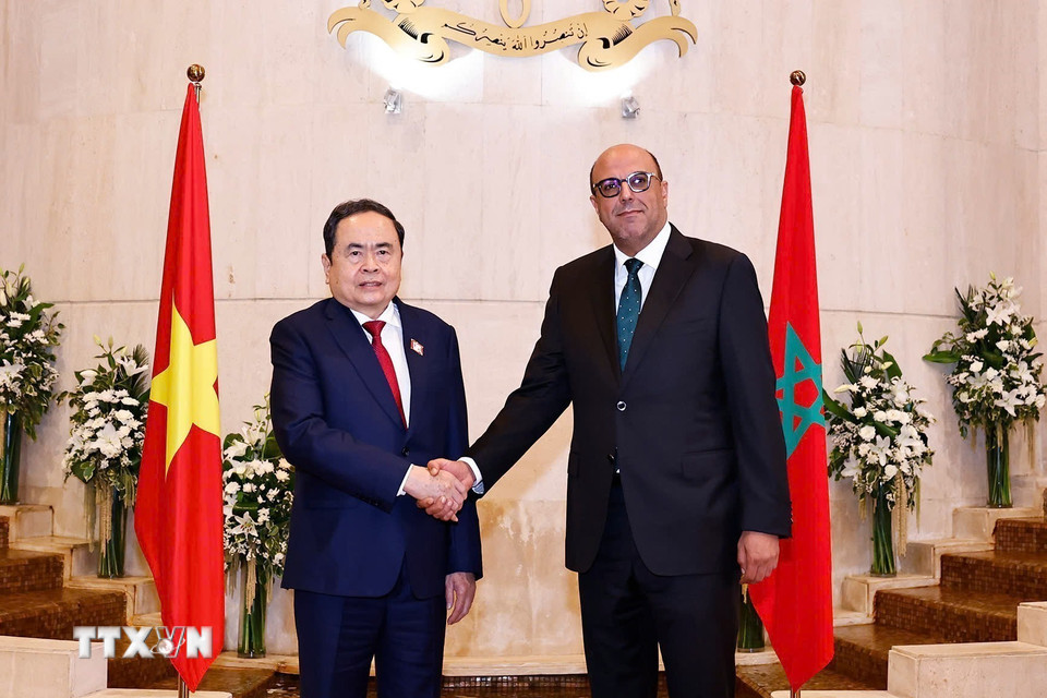 Chủ tịch Quốc hội Trần Thanh Mẫn hội kiến Chủ tịch Thượng viện Maroc Mohamed Ould Errachid. (Ảnh: Doãn Tấn/TTXVN)