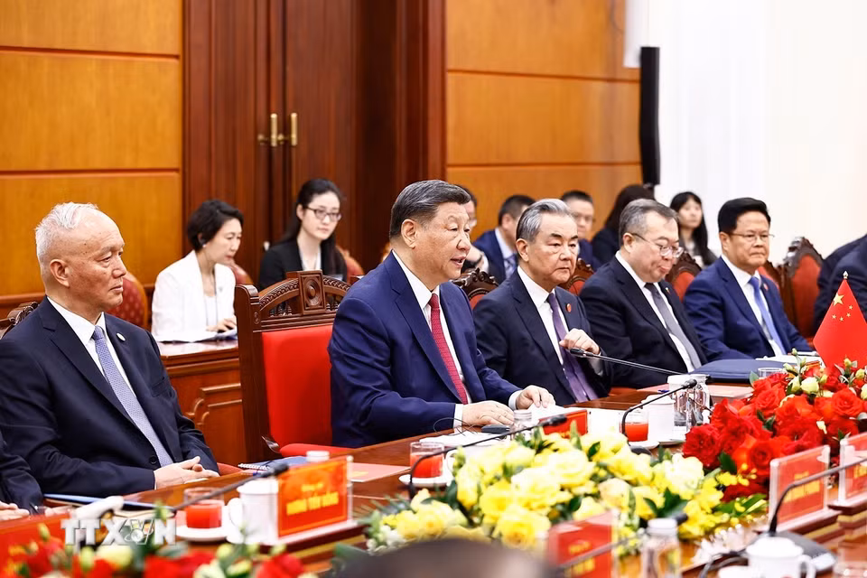 Tổng Bí thư, Chủ tịch nước Trung Quốc Tập Cận Bình phát biểu. (Ảnh: Doãn Tấn/TTXVN)