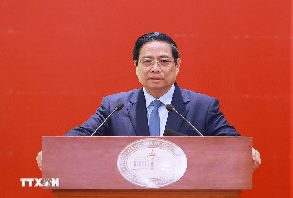 Thủ tướng Phạm Minh Chính phát biểu chỉ đạo. (Ảnh: Dương Giang/TTXVN)