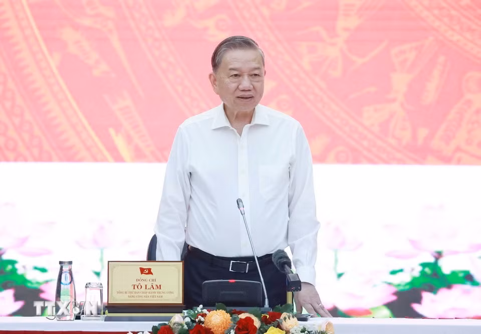 Tổng Bí thư Tô Lâm phát biểu chỉ đạo. (Ảnh: Thống Nhất/TTXVN)