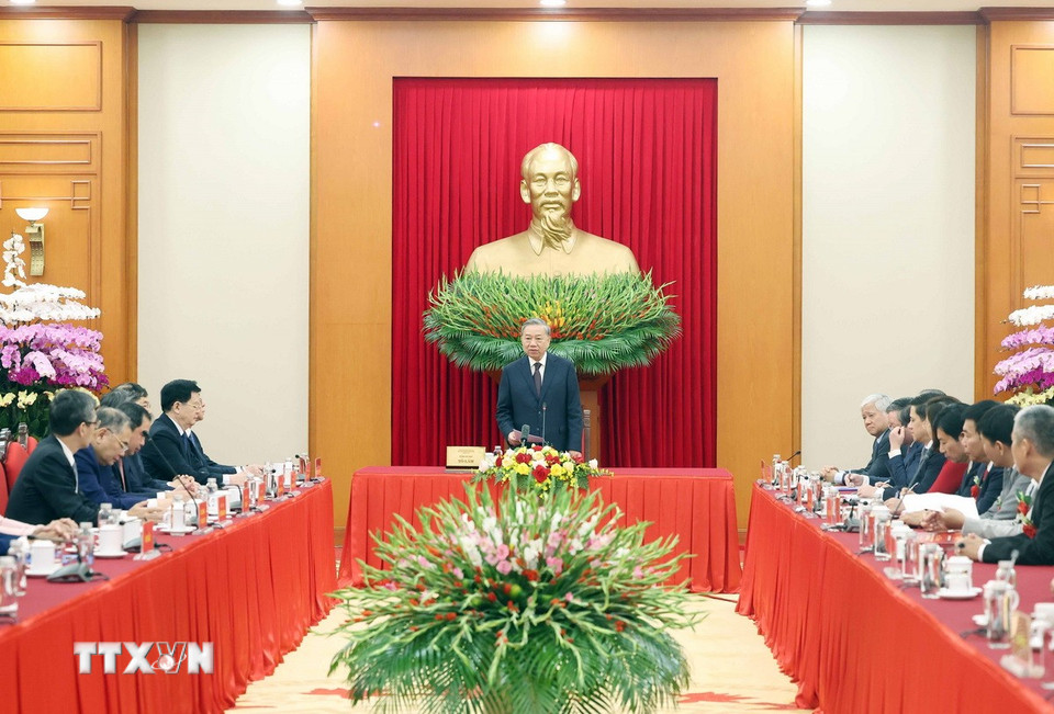 Tổng Bí thư Tô Lâm phát biểu. (Ảnh: Thống Nhất/TTXVN)