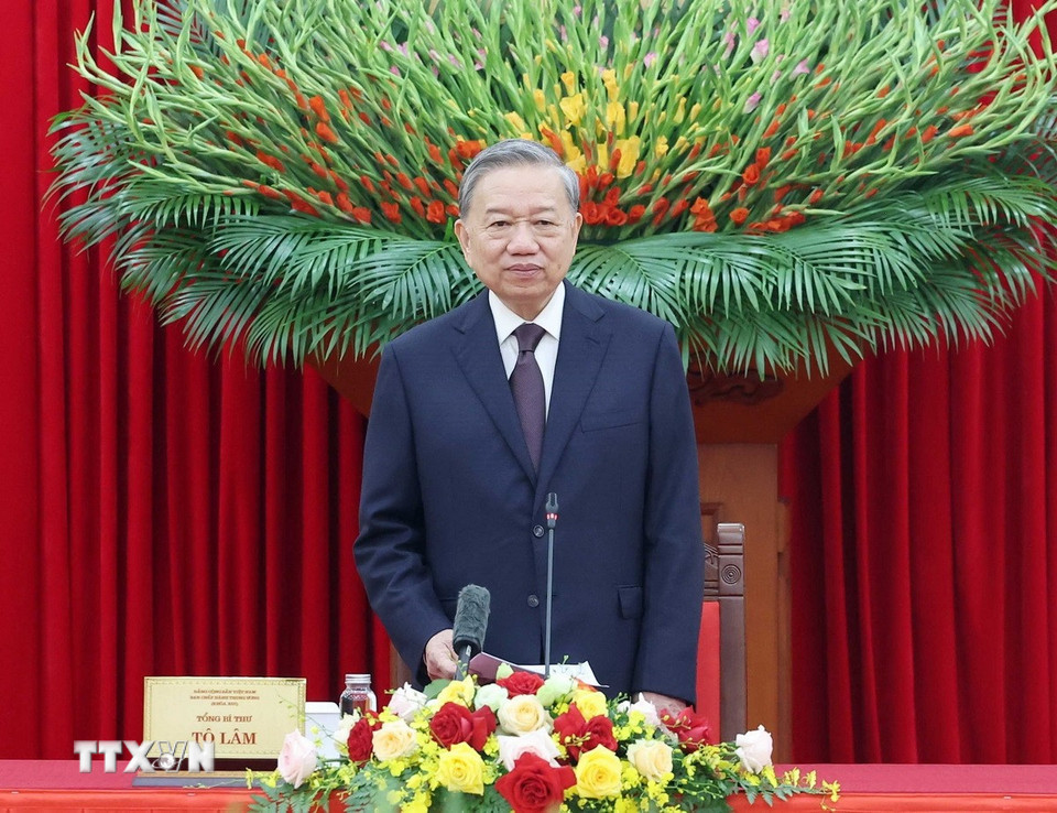 Tổng Bí thư Tô Lâm phát biểu. (Ảnh: Thống Nhất/TTXVN)