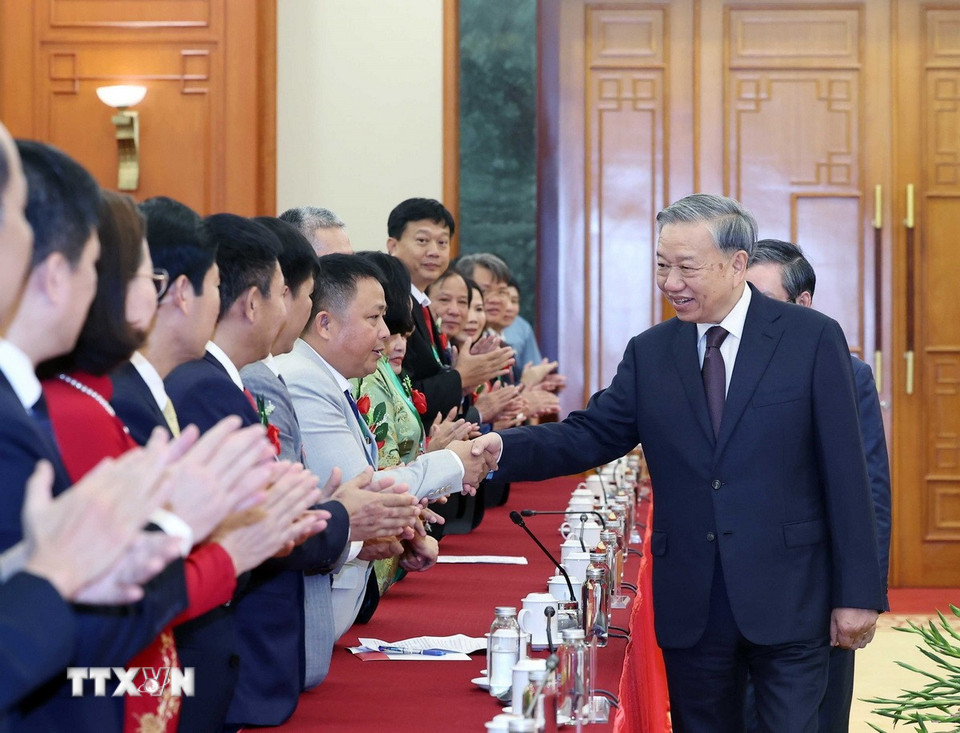 Tổng Bí thư Tô Lâm với các đại biểu. (Ảnh: Thống Nhất/TTXVN)