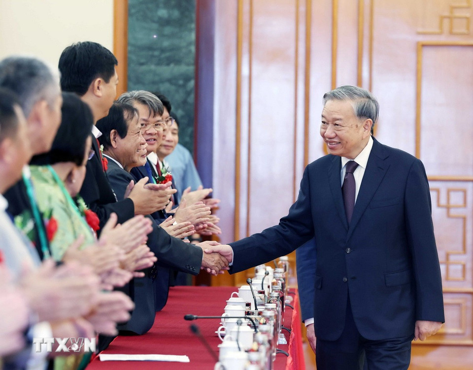 Tổng Bí thư Tô Lâm với các đại biểu. (Ảnh: Thống Nhất/TTXVN)