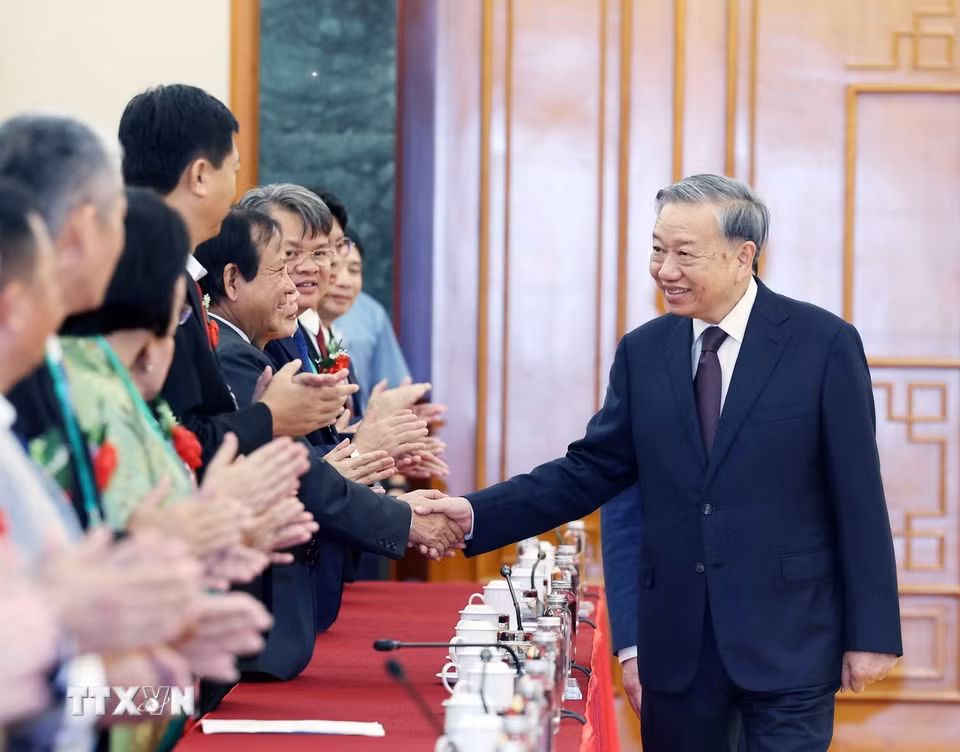 Tổng Bí thư Tô Lâm với các đại biểu. (Ảnh: Thống Nhất/TTXVN)